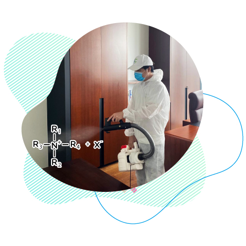 QAC quaternary ammonium compound disinfection spray used for Singapore commercial deep cleaning